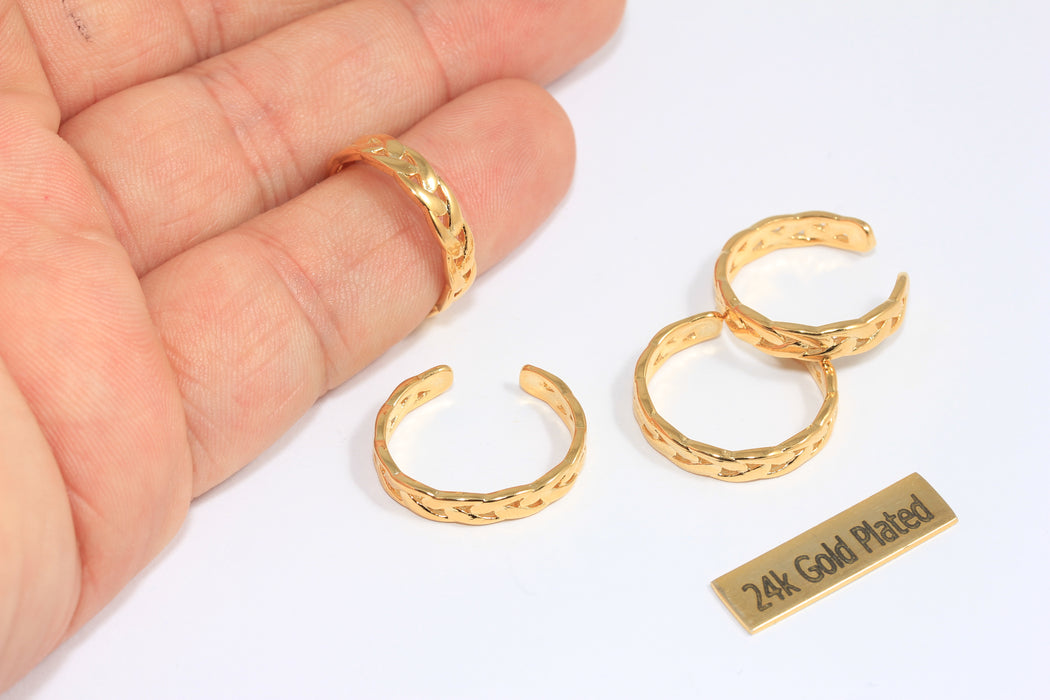 17,5mm 24k Shiny Gold Braided Rings, Braided String Ring, Adjustable Rings, Stacking Rings, Dainty Rings, ROSE320