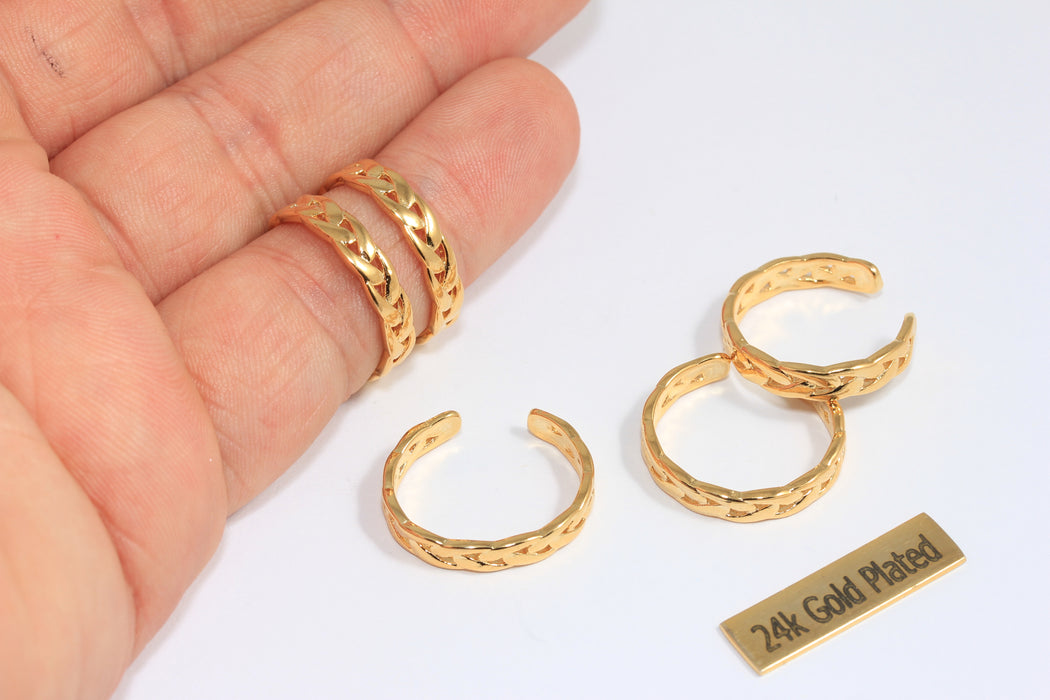 17,5mm 24k Shiny Gold Braided Rings, Braided String Ring, Adjustable Rings, Stacking Rings, Dainty Rings, ROSE320