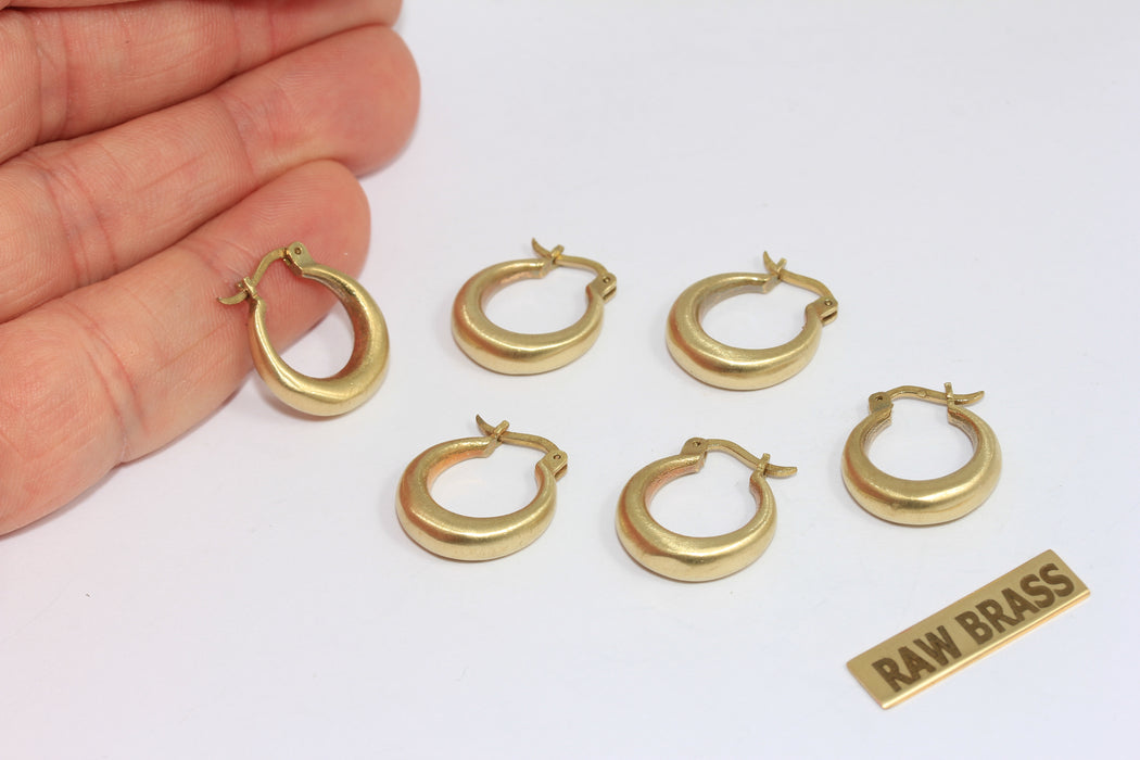 16x18mm Raw Brass Lever Back Earrings, Hoop Earrings, MGN96