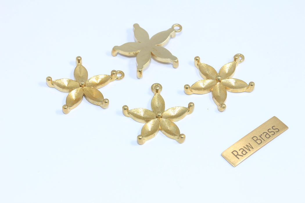 23x25mm Raw Brass Lotus Charms, Bead Settings, Flower of Life Beads, ROSE354