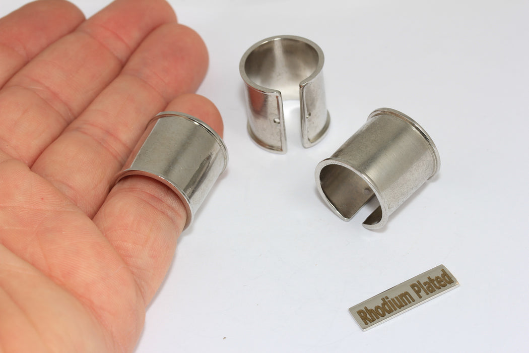 18mm Rhodium Plated Ring Setting, Width 17,8mm, Channel Ring Settings, MGN91