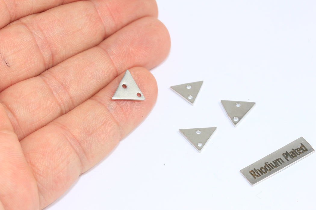 9x10mm Rodyum Üçgen Charms, Üçgen Boncuklar, CR151