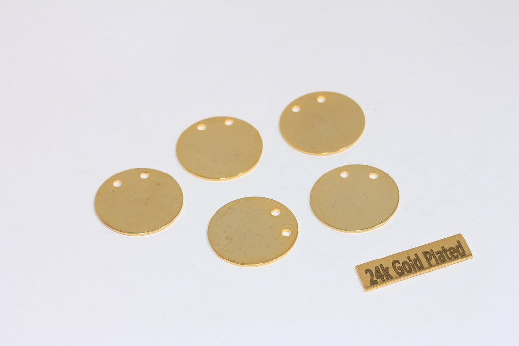 20mm 24k Shiny Gold Stamping Discs, Stamping Blanks, Gold BRT147