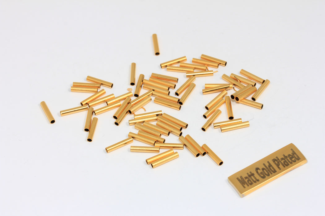 2x10mm 24 Ayar Mat Altın Aralayıcı Tüpler, Tüp Boncuklar, Yuvarlak BRT109