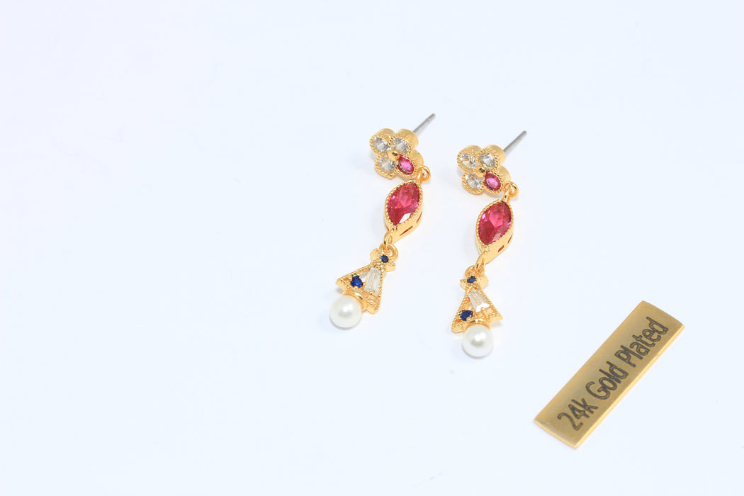 12x19mm 24 Ayar Parlak Altın Küpe, Mikro Döşeme Damla Küpeler, CHK