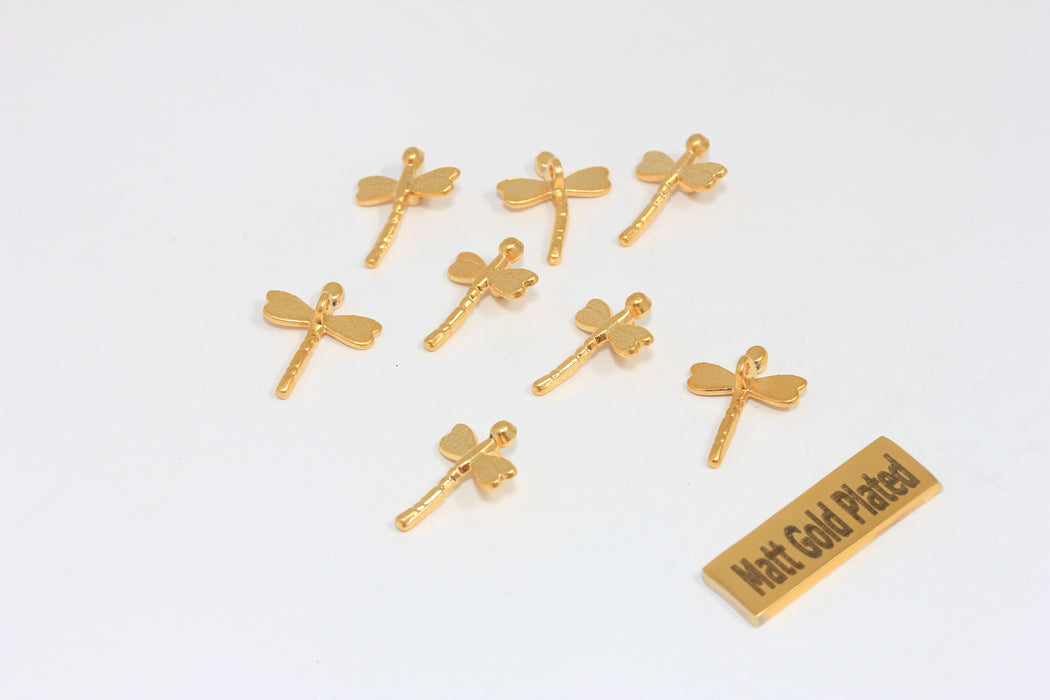 13x16mm 24k Matt Gold Plated Dragonfly Charm, Charms,  BRT136