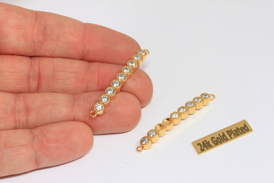 4x42 mm 24 Ayar Parlak Altın Kavisli Charm, Mikro Döşeme Bileklik Tüpü, BRT153