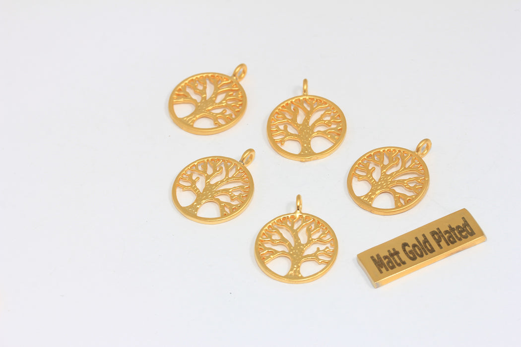 18x23mm 24k Matt Gold Tree Of Life, Tree Of Life Pendant, BRT131