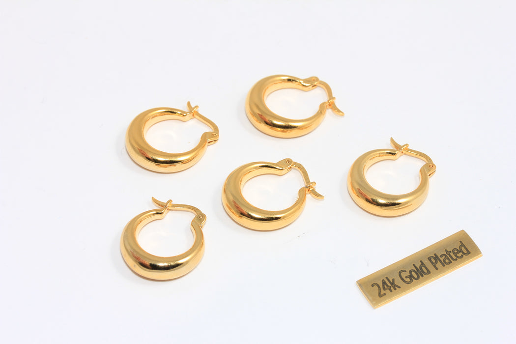 14x16mm 24k Shiny Gold Oval Earrings, Gold Oval Lever Back Earrings, Gold Oval Earrings, Earring Clasps, MTE16