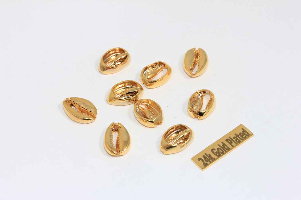10x15mm 24k Shiny Gold Plated Cowrie, Cowrie Charms,       BRT139
