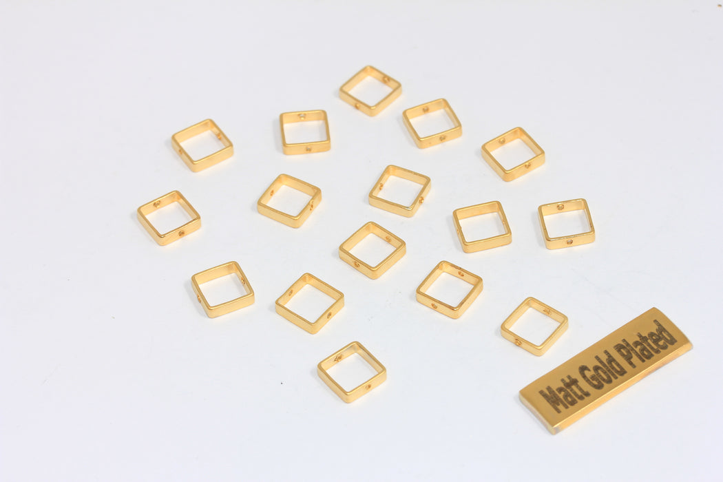 8mm 24k Matt Gold Square Connector Link, Closed Square Ring, Square Frame Charms, BRT137