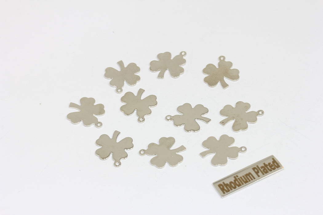 13mm Rhodium Plated Daisy Bracelet Charm, Daisy Flower Charms, Clover Necklace, BRT181