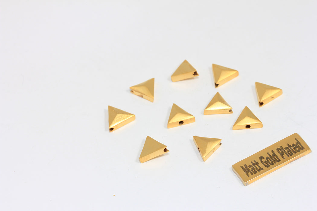 9x10mm 24k Matt Gold Triangle Charms, Triangle Beads,  BRT174