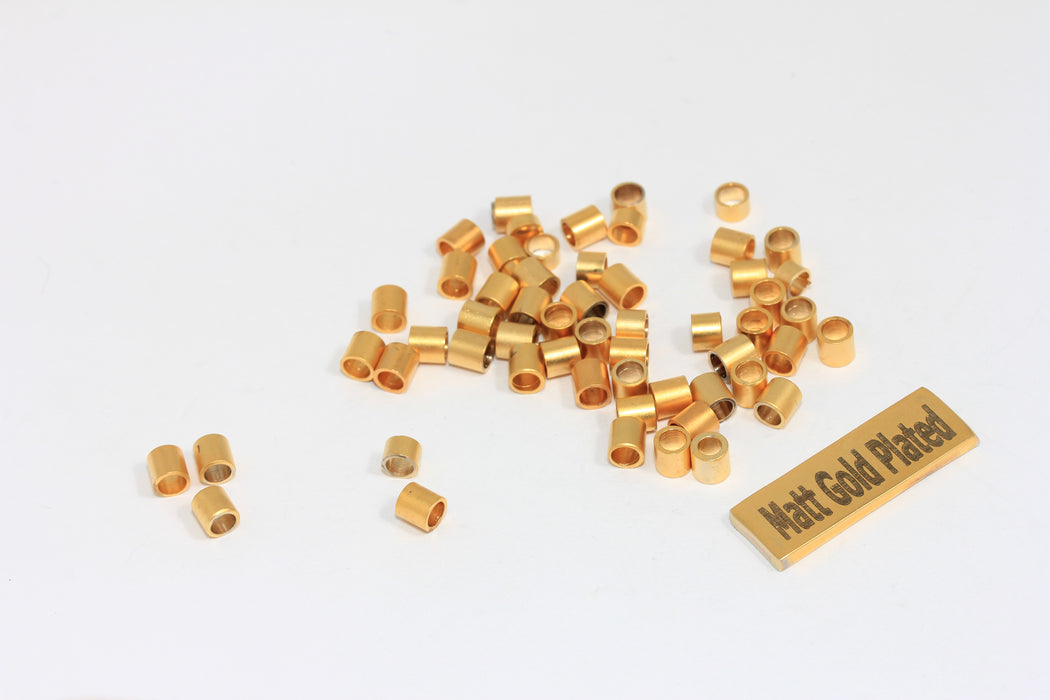 4x4 mm 24 Ayar Mat Altın Aralayıcı Tüpler, Yuvarlak Tüpler, Bilezik Tüp Aralayıcı Boncuklar, BRT142