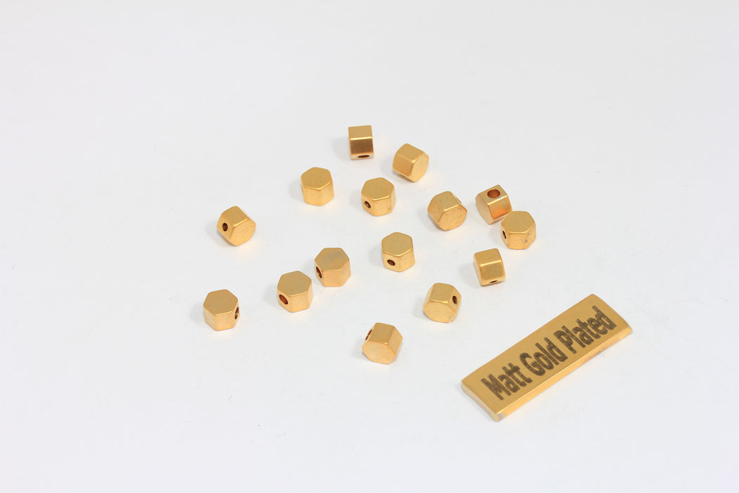 5mm 24k Matt Gold Hexagon Beads, Hexagon Charms, BRT73