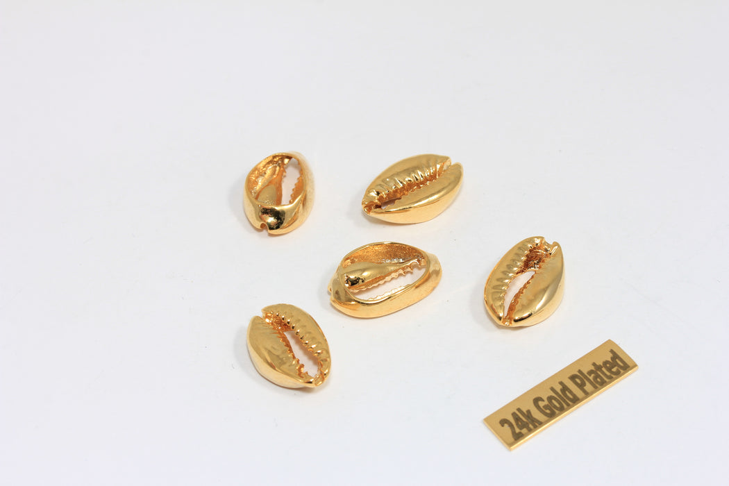 12x18mm 24k Shiny Gold Plated Cowrie, Cowrie Charms,        BRT123