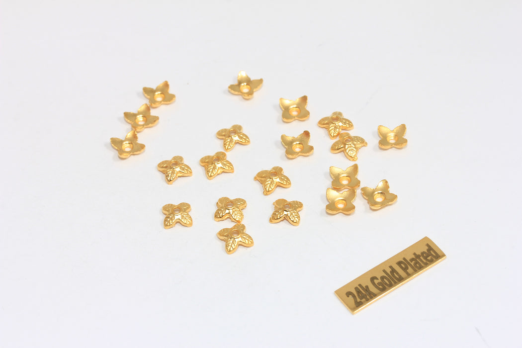 6mm 24k Matt Gold Bead Caps, End Cap, Flower Bead Cap,  BRT94