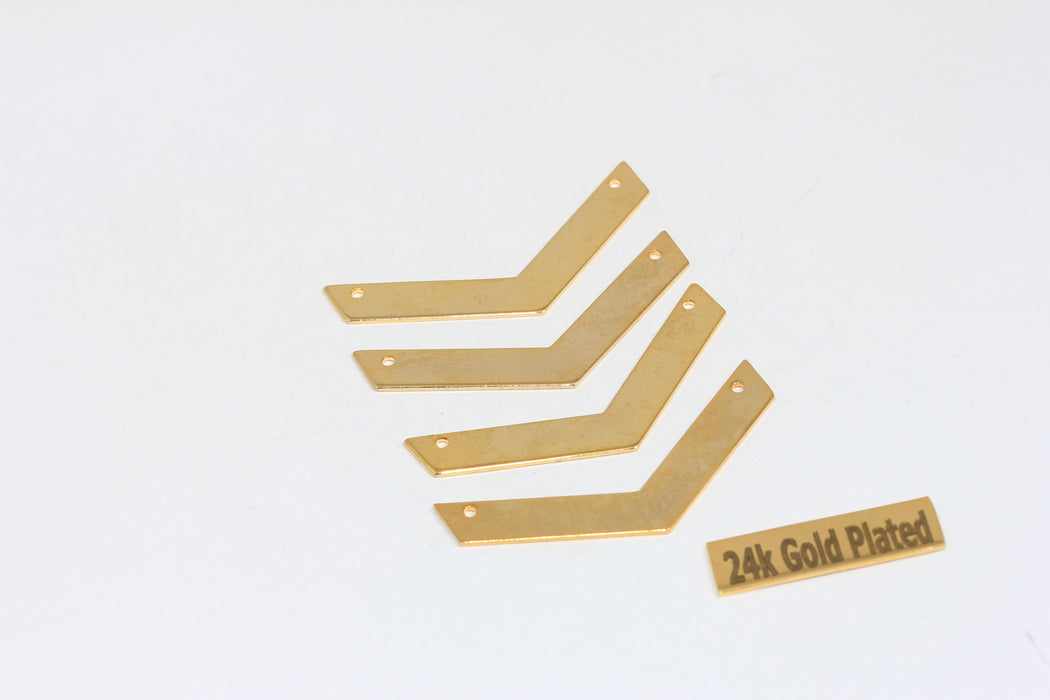 5x40mm 22k Shiny Gold Chevron Pendant, Chevron Necklace, BRT157