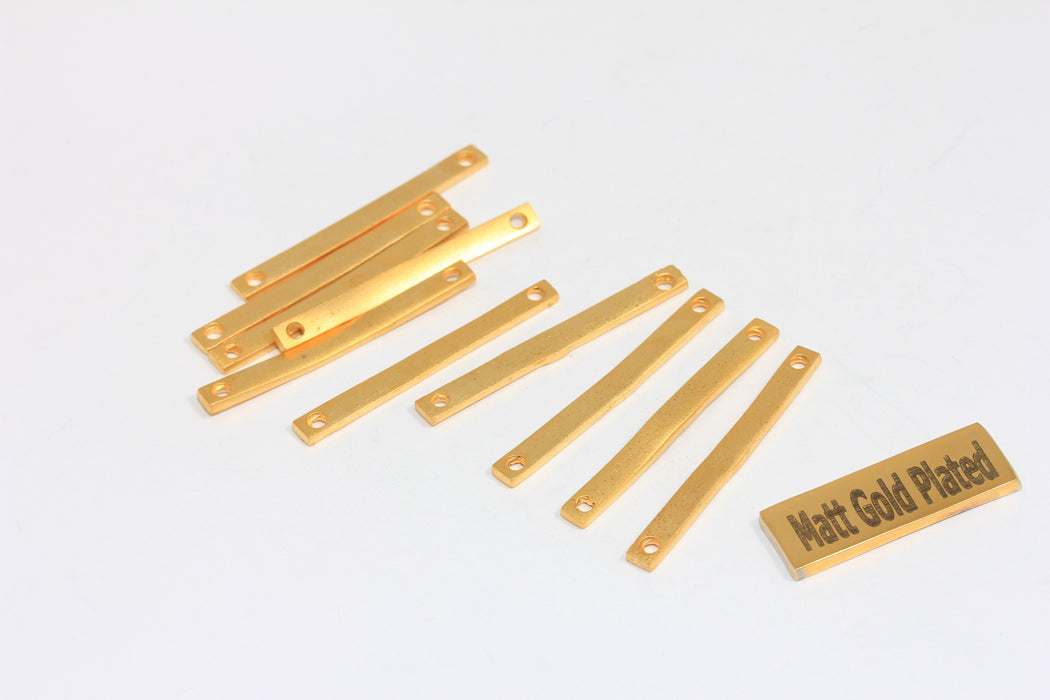 3x34mm 24k Matt Gold Bar Pendant, Stamping Bar Pendant, Connector Charm, Horizontal Bar, BRT96