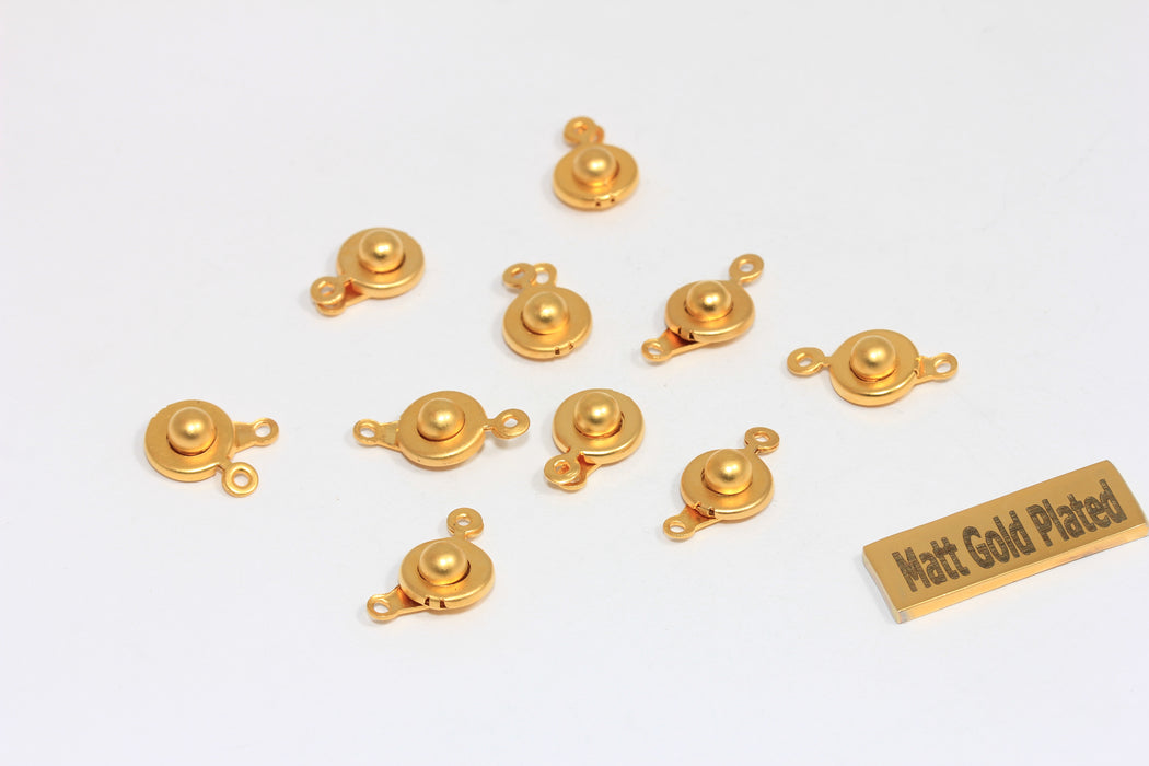 9,5mm Matt Gold Plated Snap Clasp, Ball Socket Clasps, Round Button Clasp, BRT95