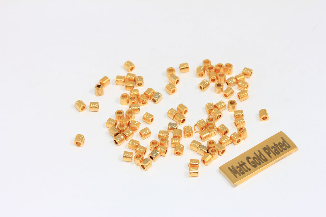 3x3mm 24K Matt Gold Plated Spacer Beads, Tiny Spacer BRT77