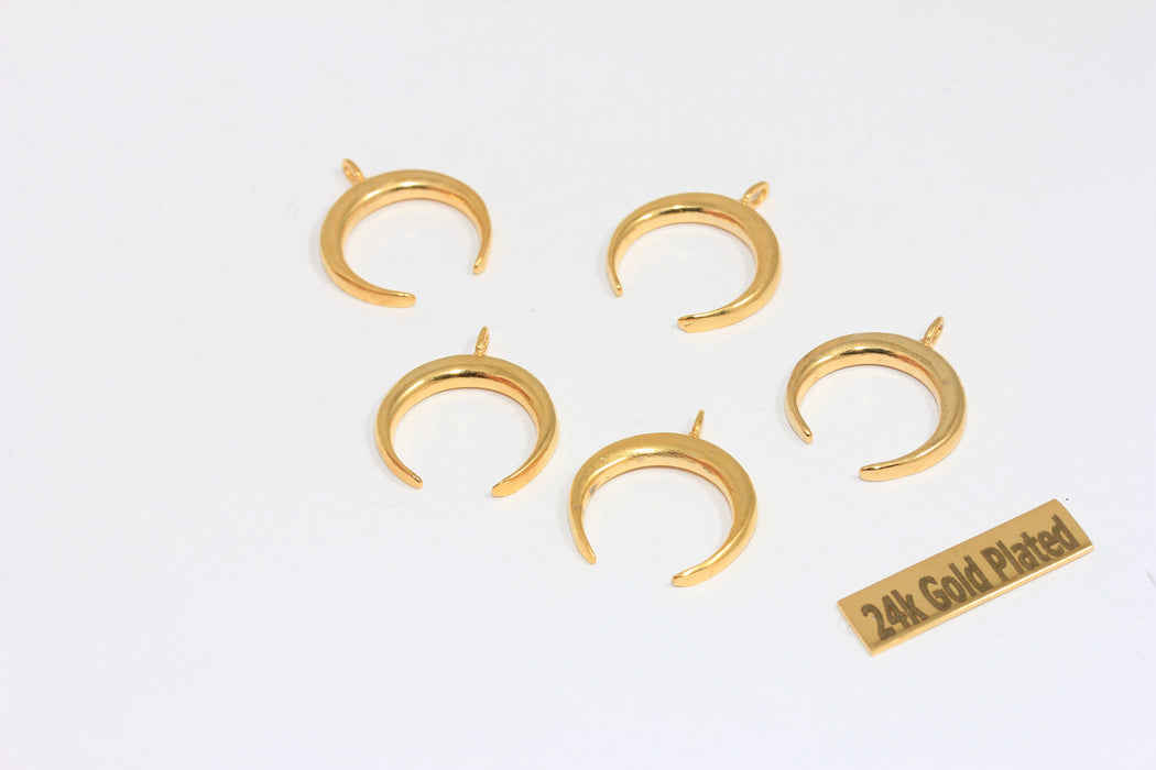 18x21mm 24k Shiny Gold Horn Charms, Horn Pendants,  BRT35