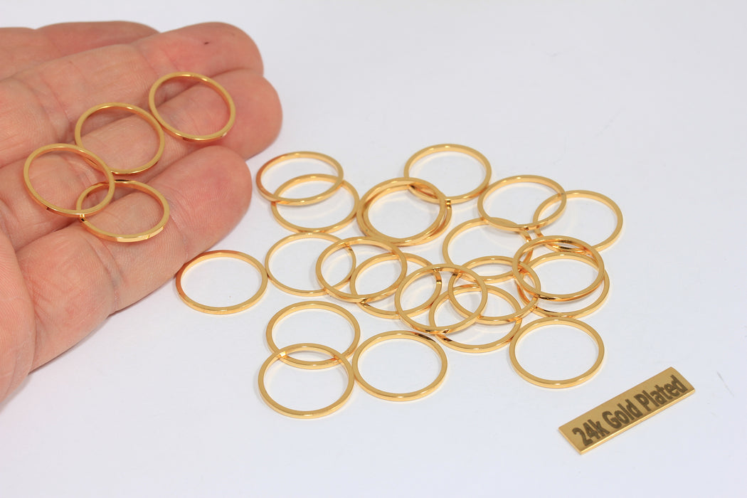 17mm Shiny Gold Closed Ring, Connectors, Circle Connector, BRT172