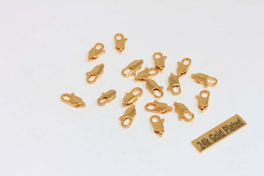 4x10mm 24k Shiny Gold Claw Clasp, Lobster Claw Clasp, BRT160