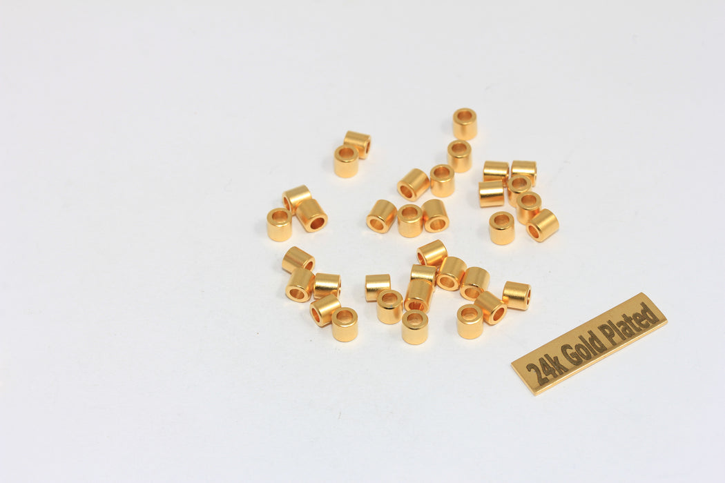 4x4mm 24K Mat Altın Ara Parça Tüpleri, Küçük Ara Parça Tüpleri, Altın BRT57