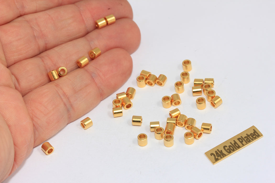 4x4mm 24K Mat Altın Ara Parça Tüpleri, Küçük Ara Parça Tüpleri, Altın BRT57