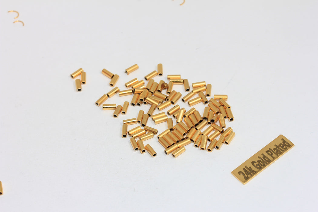 2x5mm Matt Gold Plated Tube Beads, Round Tubes,Beads BRT31
