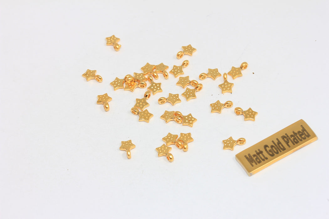 Ciondoli a forma di stella in oro opaco 24k da 5x7 mm, ciondolo a forma di stella, BRT25