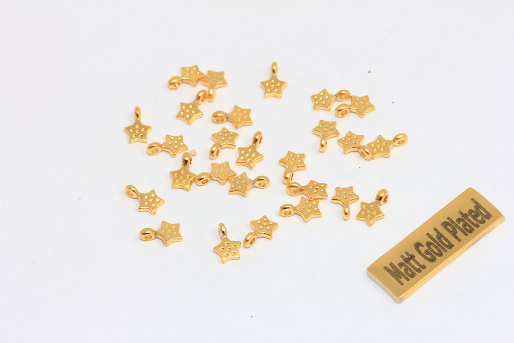 Ciondoli a forma di stella in oro opaco 24k da 5x7 mm, ciondolo a forma di stella, BRT25