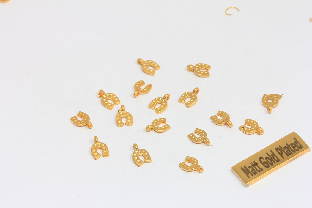 6x9mm 24k Matt Gold Horseshoe Charms, Horseshoe Beads, BRT24