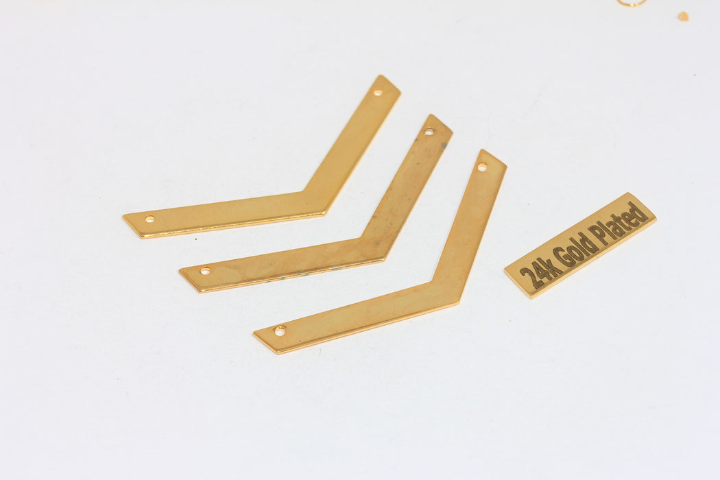 5x50mm 24k Shiny Gold Chevron Pendant, Stamping Blank,  BRT171