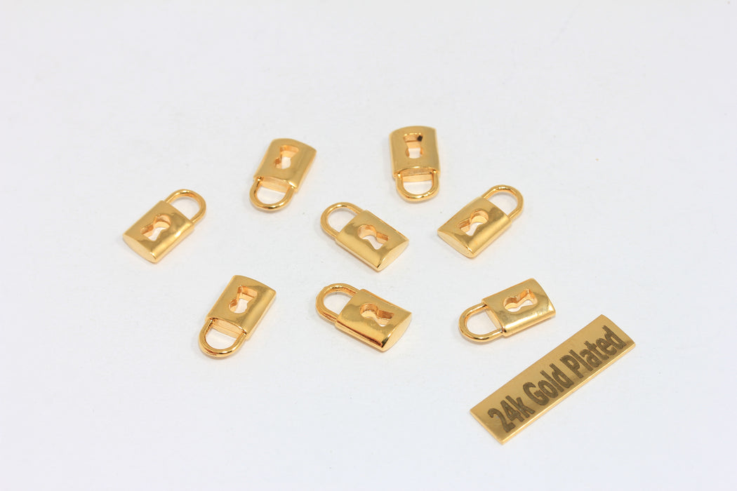 7x14mm 24k Shiny Gold Padlock Charms, Mini Lock Charms,  BRT30