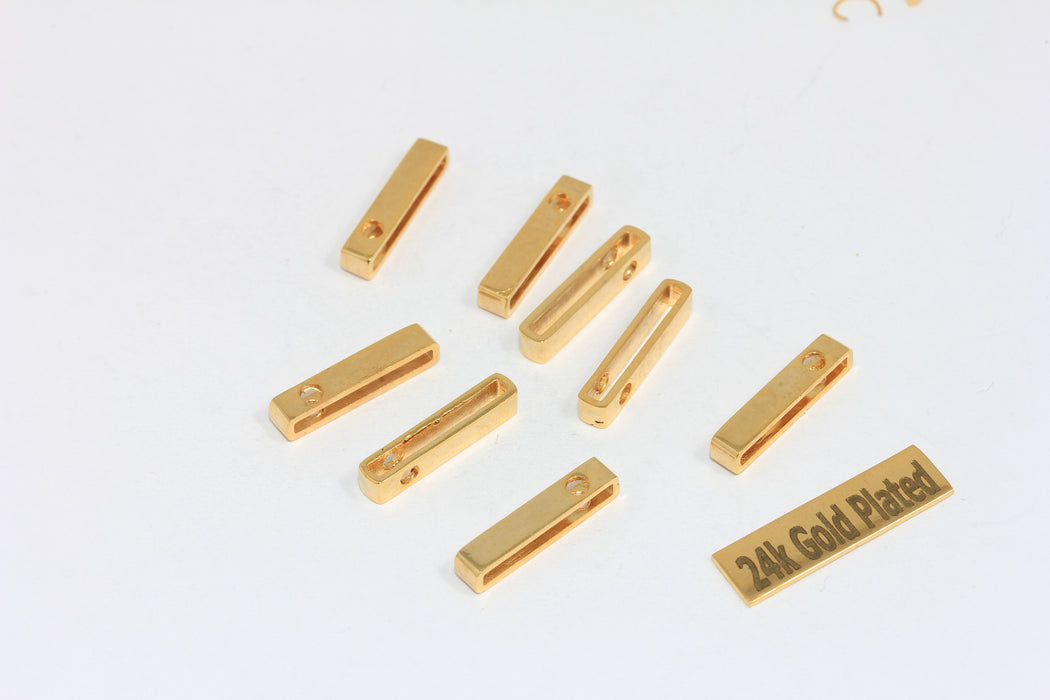 3,5x19mm 24 Ayar Parlak Altın Kaplama Dikdörtgen Kolye, Altın, BRT13
