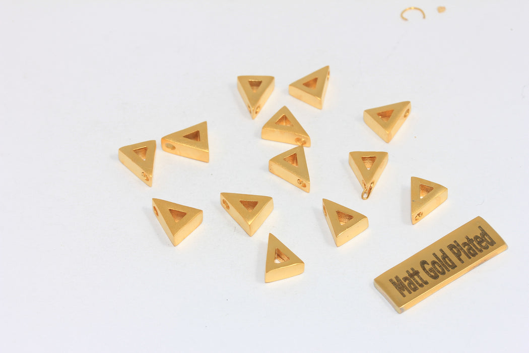 8x9mm 24k Matt Gold Triangle Charms, Triangle Beads, Geometric Necklace, BRT12