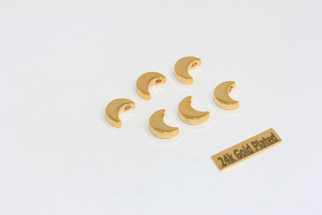 8x11mm 24k Shiny Gold Moon Charms, Crescent Charms,  BRT54
