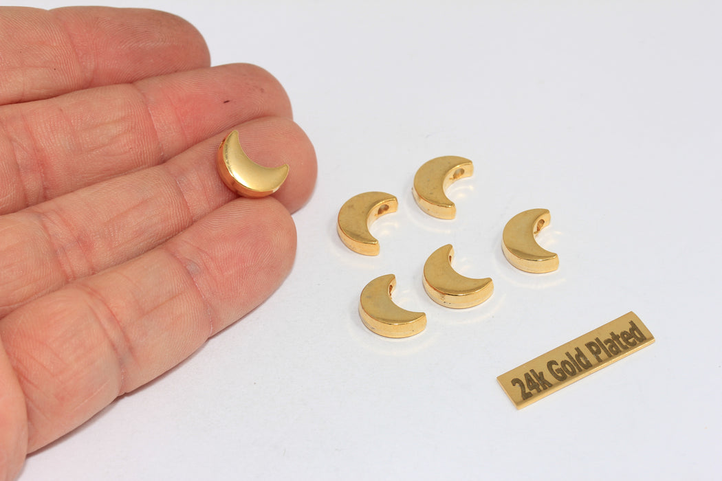8x11mm 24k Shiny Gold Moon Charms, Crescent Charms,  BRT54