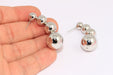  Long Drop Ball Stud Earrings