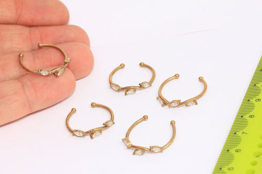 Brass CZ Leaf Ring