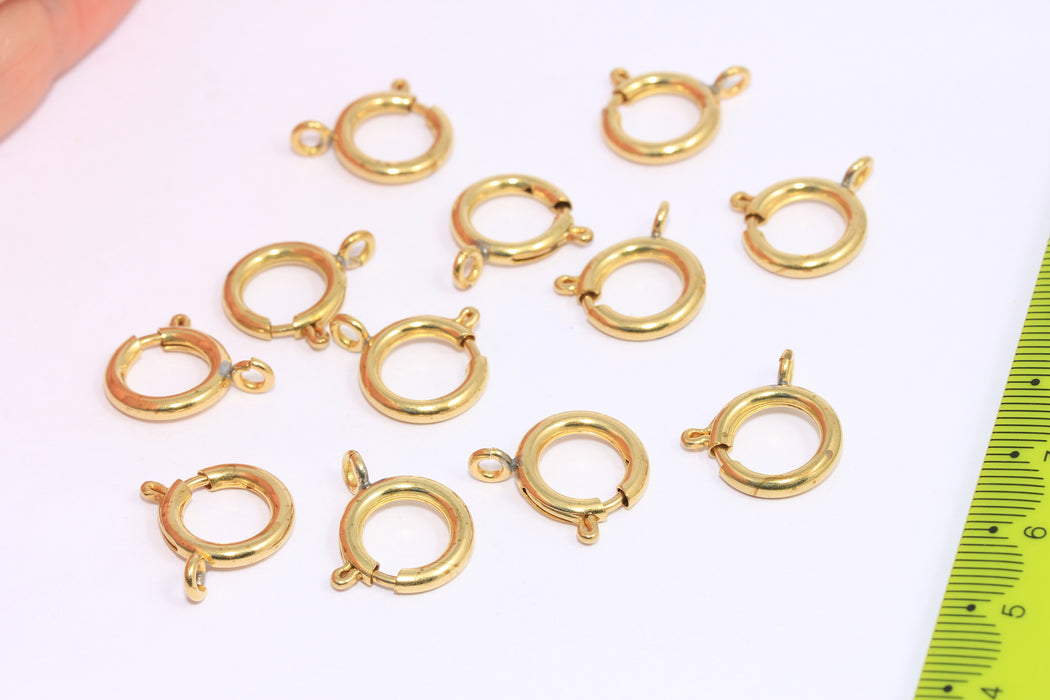 14mm Raw Brass Spring Clasp, Round Strong Clasp, CHK2