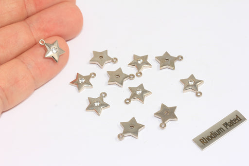 Rhodium Plated CZ Star Charms