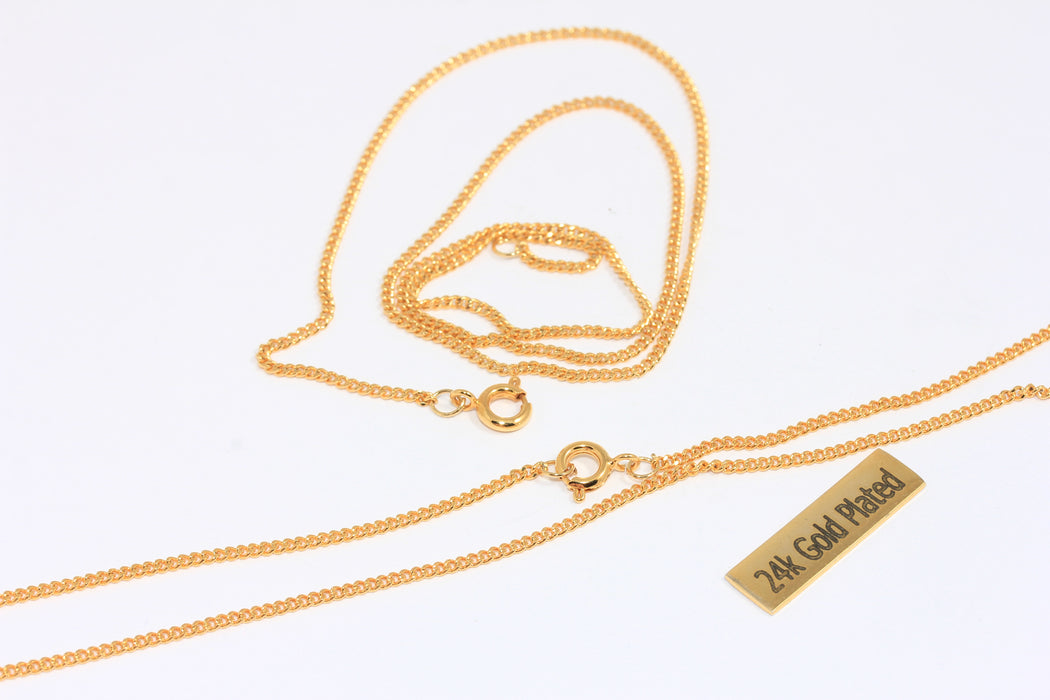 Collana con maglie a barbazzale in oro lucido 24k da 1,3 mm, piccola collana con maglie a barbazzale sfaccettato