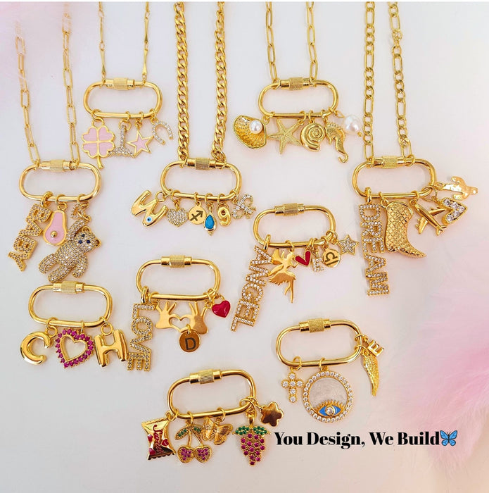 Build Your Own Charm Necklace, Personalized Gold Charm Necklace, Custom Initial Necklace, Choose Your Charms, Gift for Her , TREND-11