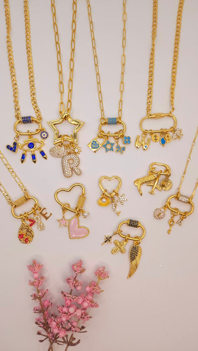 Build Your Own Charm Necklace, Personalized Gold Charm Necklace, Custom Initial Necklace, Choose Your Charms, Gift for Her , TREND-11