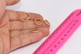 15x17mm 24k Shiny Gold Small Hoop Earrings, Huggie, Gold Plated Earrings, BRT855