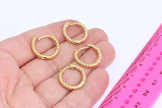 18mm 24k Shiny Gold Hoop Earrings, Circle Earrings,  MLS191