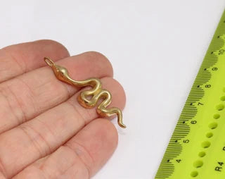 14x41mm Raw Brass Snake Charm, Snake Pendant, Snake MTE341